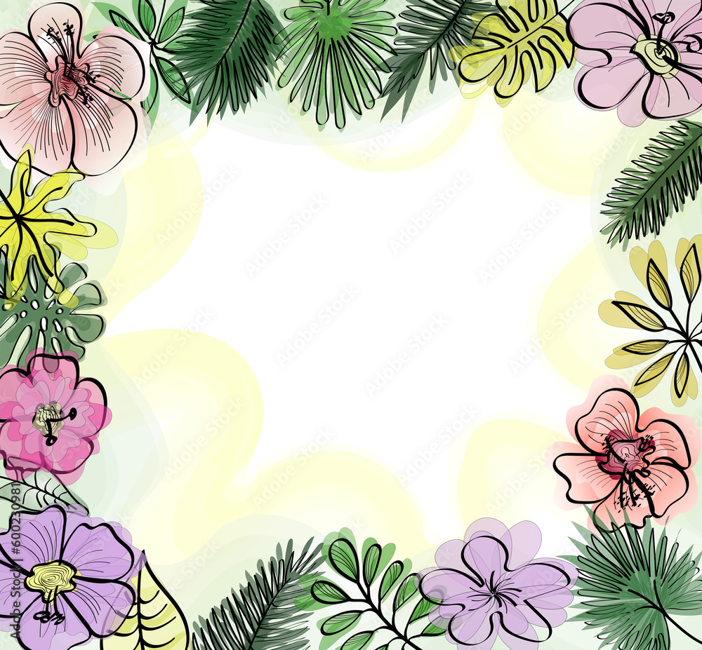 Vector Big Set botanic elements background - wildflowers, herbs, leaf. Wallpaper.Collection garden and wild foliage, flowers, branches for greeting card, invitation card, birthday card, presentations