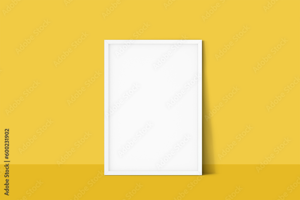 White frame mockup on yellow background White frame mockup on yellow background