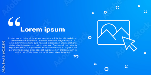 White line Photo retouching icon isolated on blue background. Photographer, photography, retouch icon. Vector