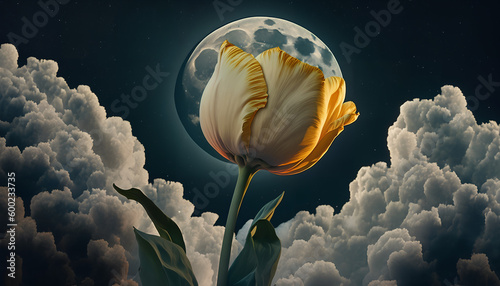 fool moon tulip with clouds