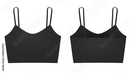Black  crop sleeveless t shirt. vector illustration