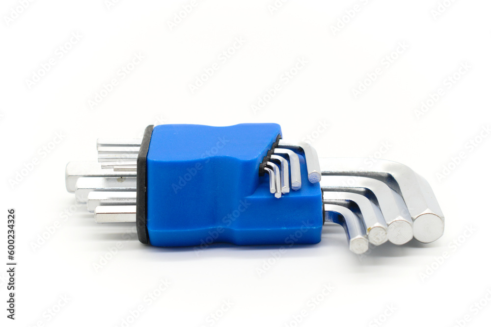 Set of hexahedron keys on a white background