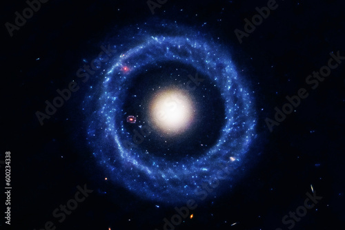 A beautiful blue galaxy in space. Elements of this image furnished NASA.