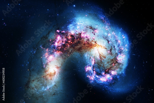 A beautiful blue galaxy in space. Elements of this image furnished NASA.