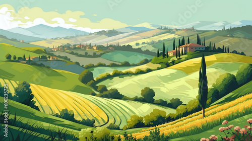 Tuscan Spring Delight  A Gorgeous Generative AI Spring Landscape in Tuscany  Italy 