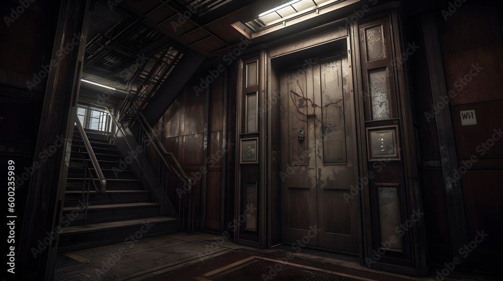 The Haunted Elevator: A Terrifying Ride Through an Old, Creaky Building, generative AI