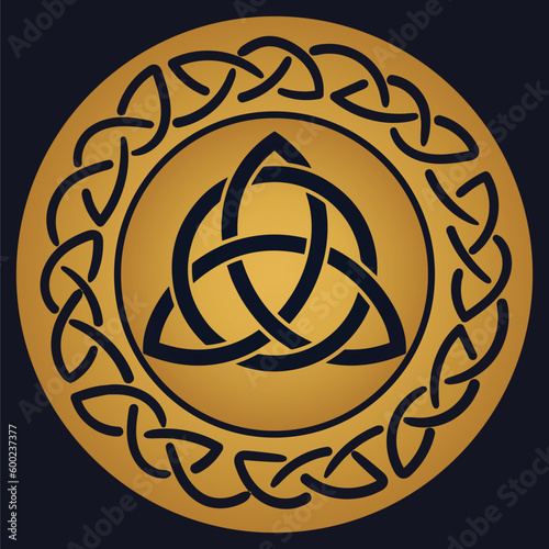 Triquetra in circle trikvetr knot shape trinity vector 
