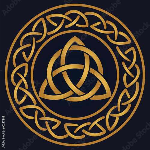 Triquetra in circle trikvetr knot shape trinity vector 