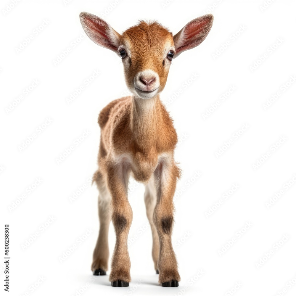 Baby Goat isolated on white (generative AI)