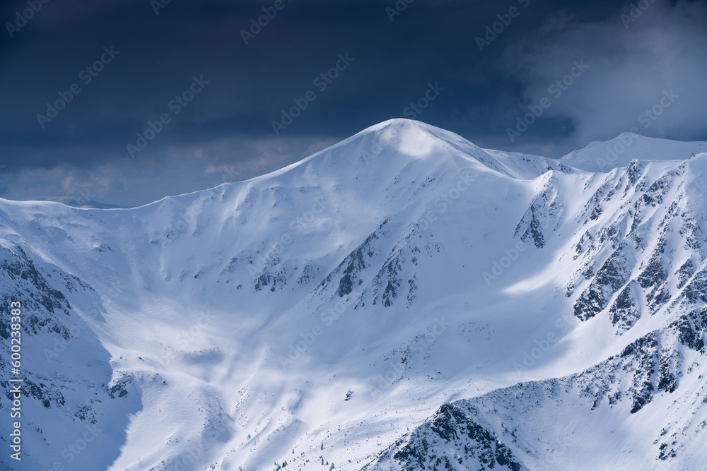 Winter mountain range on a sunny day