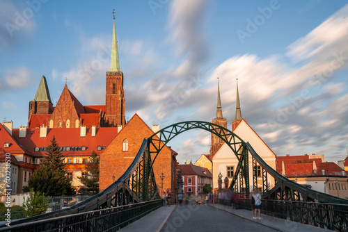 Tumski bridge and Wroclaw Cathedral