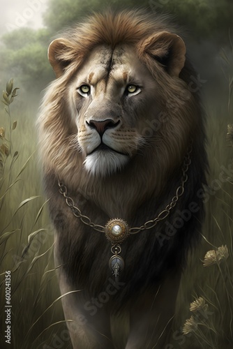 Realistic illustrations of lions. High definition images generated by AI