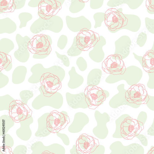 Vector abstract pastel peony repeating pattern background.