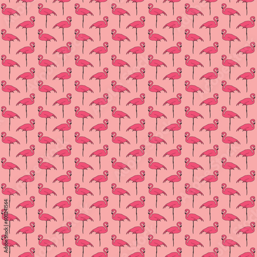 Vector abstract pink flamingos repeating pattern background.