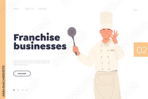 Landing page offering franchise businesses for professional restaurant development and growth