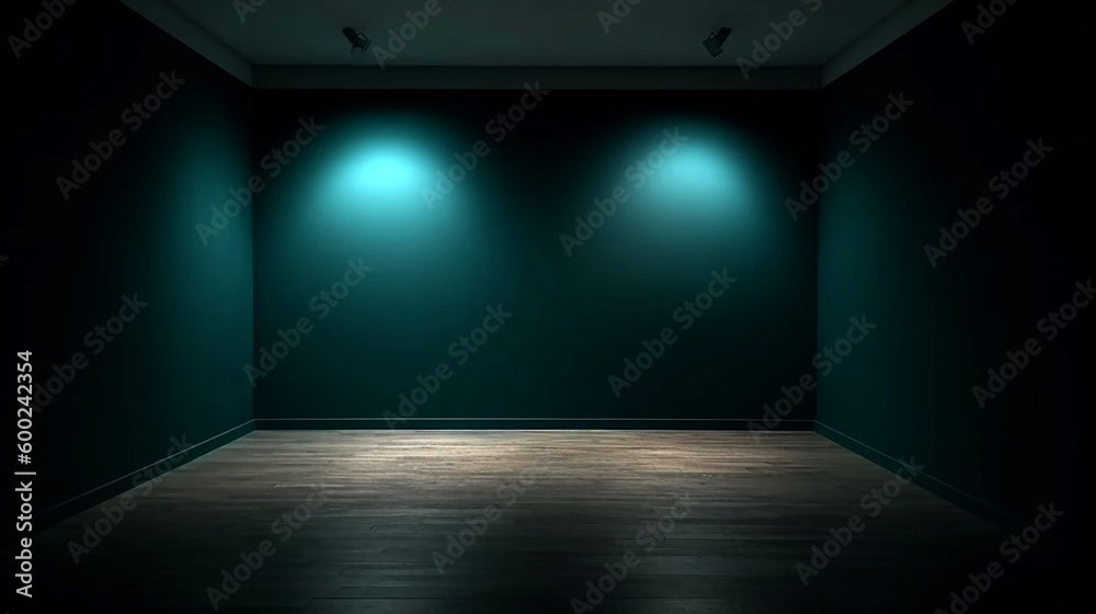 empty dark wall and spotlights Generative AI empty dark wall and spotlights Generative AI