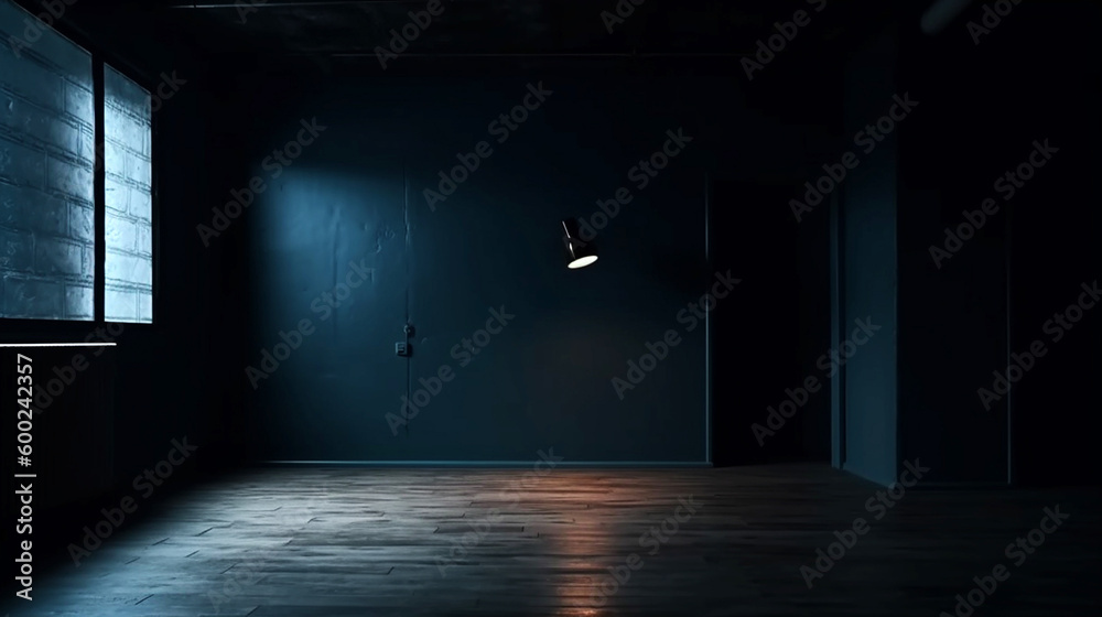 empty dark wall and spotlights Generative AI