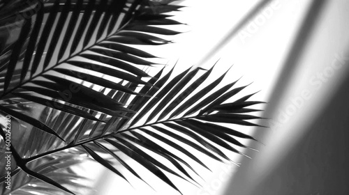 palm leaves shadow on light wall Generative AI