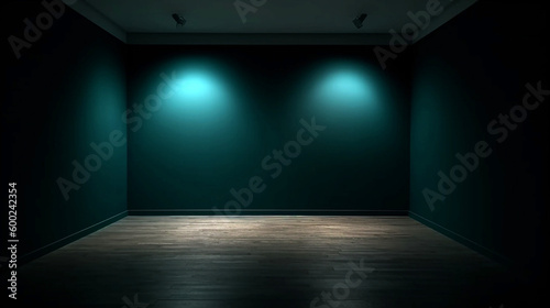empty dark wall and spotlights Generative AI © Melinda Nagy