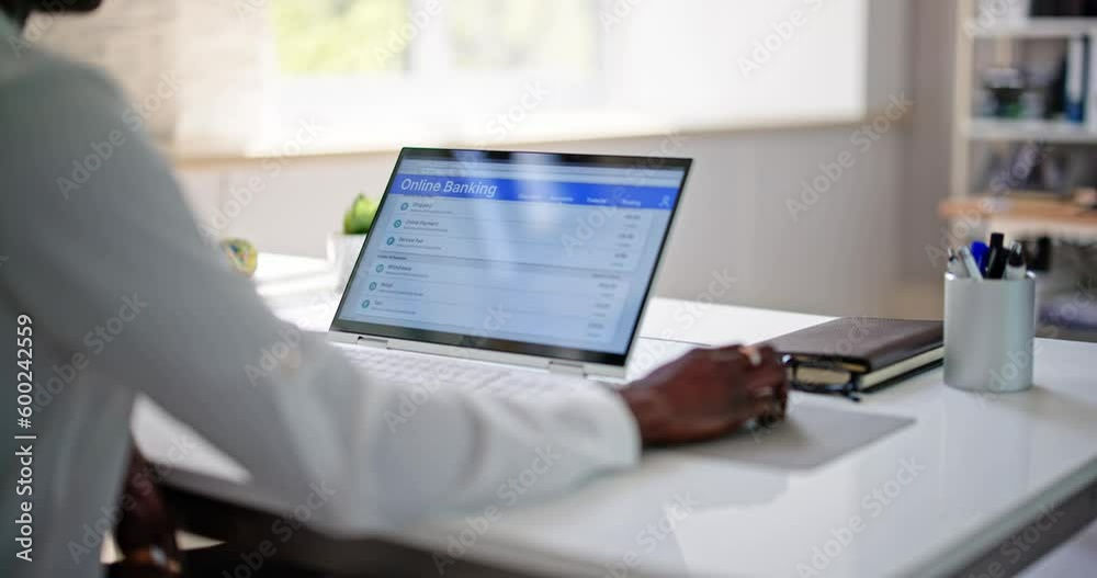 African American Doing Internet Bank Transfer Business African American Doing Internet Bank Transfer Business