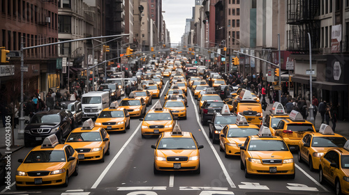 he Hustle and Bustle of New York City's Streets at Rush Hour, generative AI