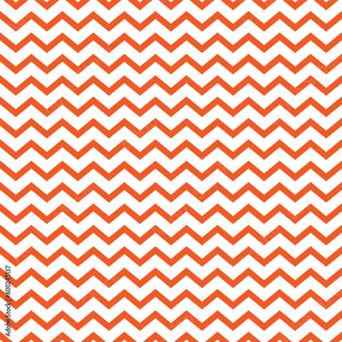 Vector seamless pattern with orange and white zig zag stripes in cartoon style. Vector chevron design in orange color © Birdy