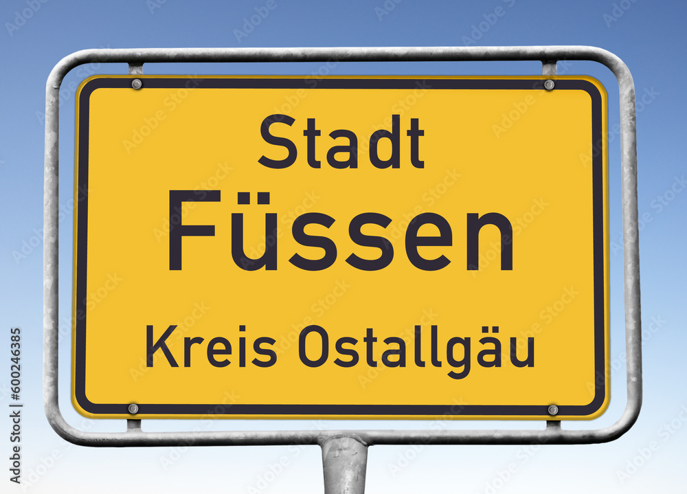Ortstafel, Stadt Füssen, Kreis Ostallgäu (Symbolbild)