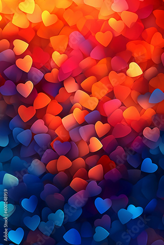 an abstract heart shaped pattern with a mix of warm and cool tones. AI generative