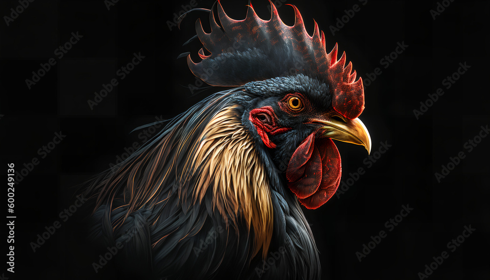 Rooster Black Background