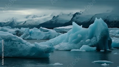A majestiglacier and the ice cold sea AI generated