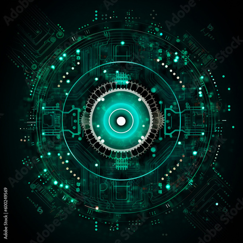 hi tech background with machine gear. High quality illustration Generative AI