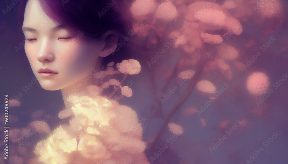 Fototapeta premium 花と女 Generative AI