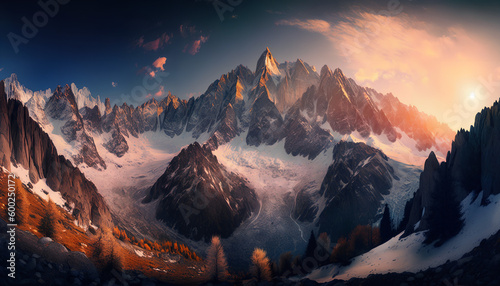 Panorama of the Alps near Chamonix
