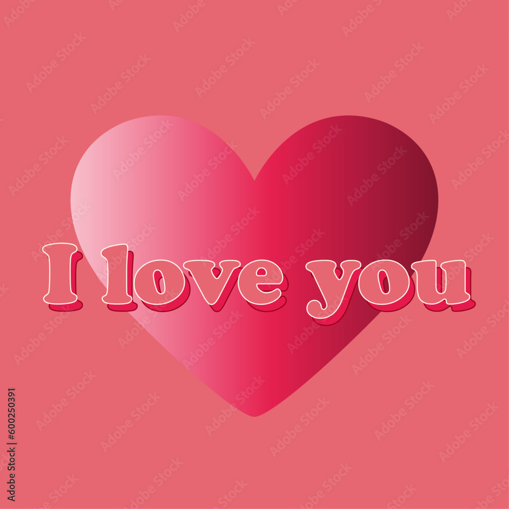 Quote I love you in pink. Big pink heart and pink background.