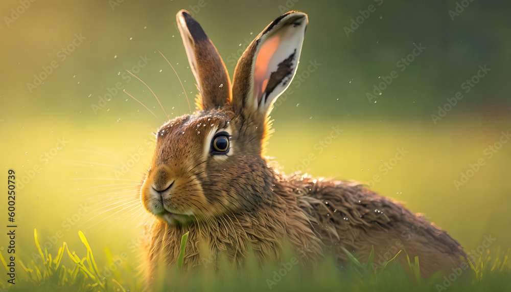 Fototapeta premium a bunny in the rain is close