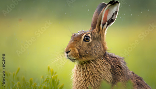 a bunny in the rain is close © Oleksandr