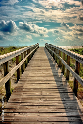 Boardwalk leading to the heaven  divine style  holy fantasy. AI generative