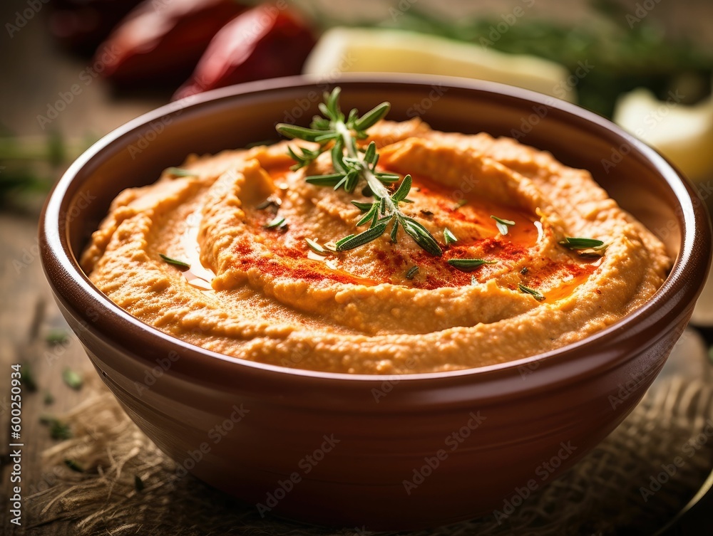 roasted red pepper hummus, generative ai