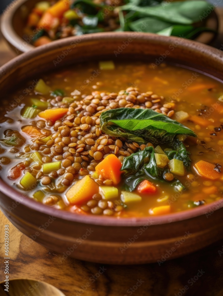 lentil soup with vegetables, generative ai lentil soup with vegetables, generative ai