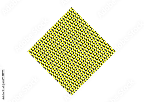 interessante quadratische fläche mit einem rautenförmigen schwarz-gelben gitter, textiles netz, modern art,