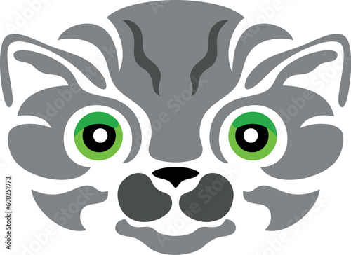 Portrait of gray cat with green eyes, isolated