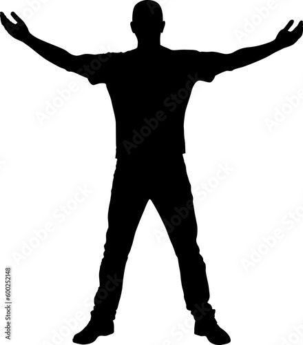 male with hands spreading wide
