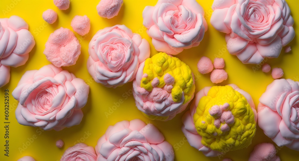 Cotton candy flowers. Background. Generative AI Cotton candy flowers. Background. Generative AI