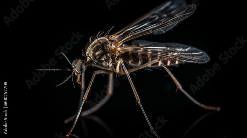 mosquito close-up on a black background.Generative AI