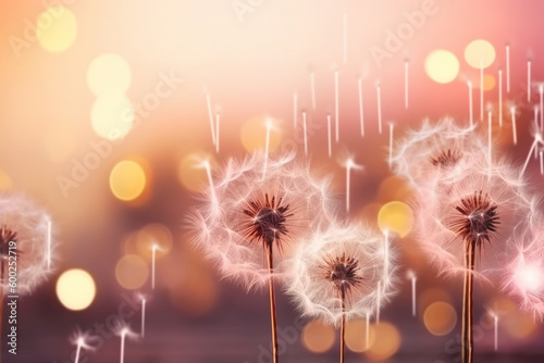 Gold and pink Fireworks and bokeh in New Year eve and copy space. Abstract background holiday. AI generative