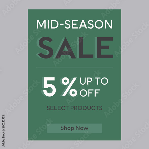 Mid season sale 5% off discount promotion poster