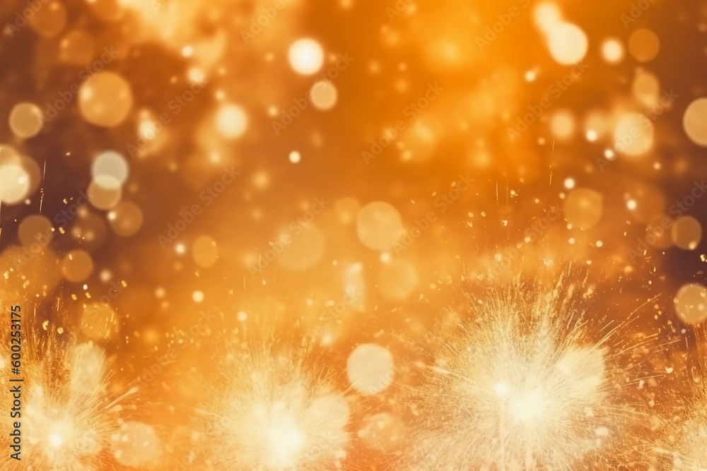 Gold and silver Fireworks and bokeh in New Year eve and copy space. Abstract background holiday. AI generative Gold and silver Fireworks and bokeh in New Year eve and copy space. Abstract background holiday. AI generative
