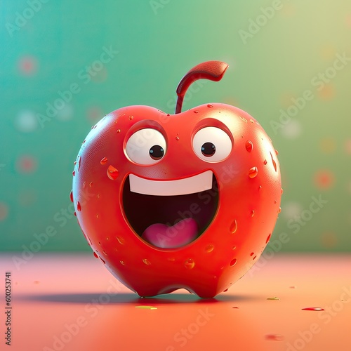 Cute Cartoon Apple Characte...