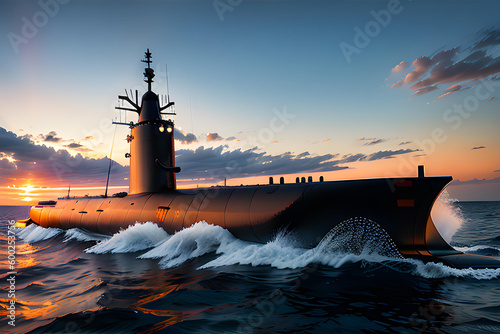 Submarine on sea illustratio