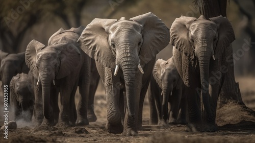Baby elephant with herd AI generated